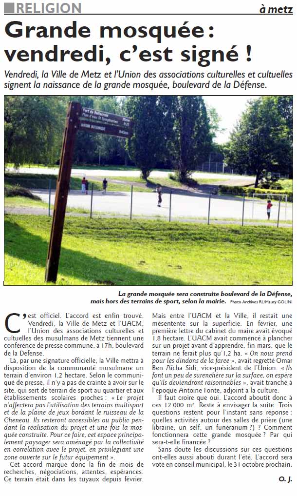 Grande mosquée : vendredi, c'est signé !