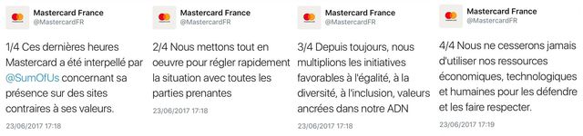 Mastercard a répondu à SumOfUs sur Twitter. (Capture d'écran)